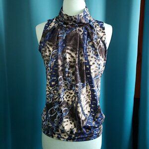 Sleeveless Black & Blue Chain blouse – M  Perseption Concept